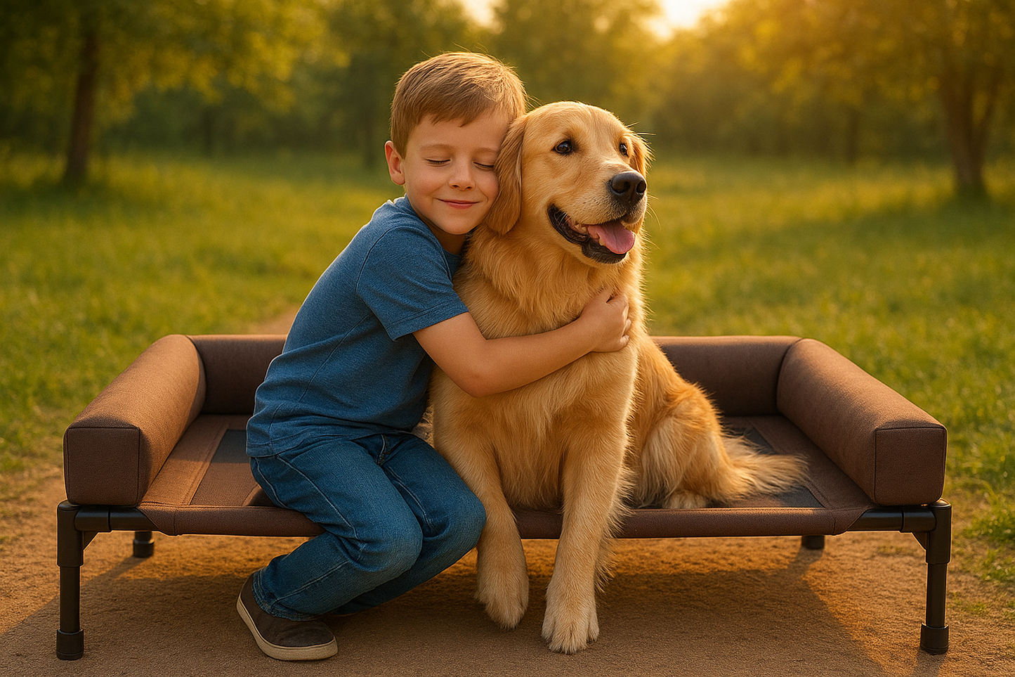 Original Bolster Pet Cot – Elevated Outdoor Dog Bed with Removable Bolsters | Chocolate & Black Mesh