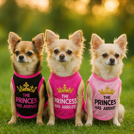 🐾 Royal Pet T-Shirt – Prince & Princess Letter Printed Outfit for Puppies & Kittens
