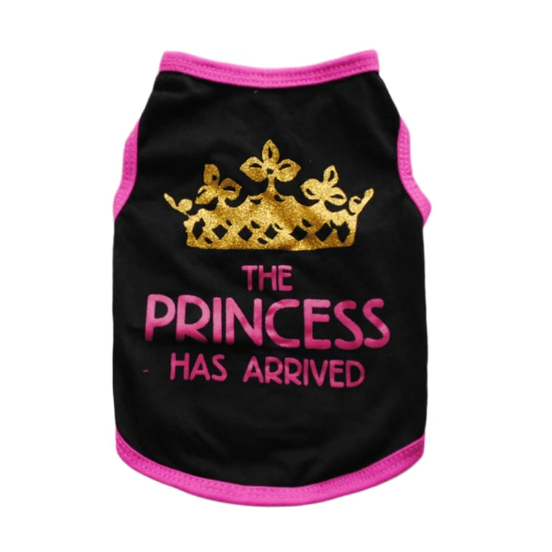 🐾 Royal Pet T-Shirt – Prince & Princess Letter Printed Outfit for Puppies & Kittens