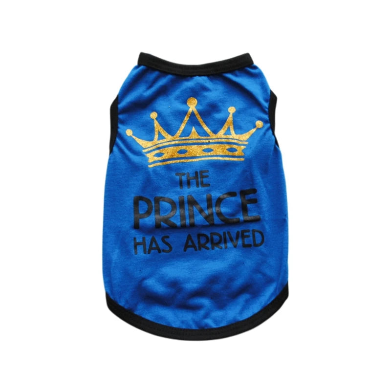 🐾 Royal Pet T-Shirt – Prince & Princess Letter Printed Outfit for Puppies & Kittens