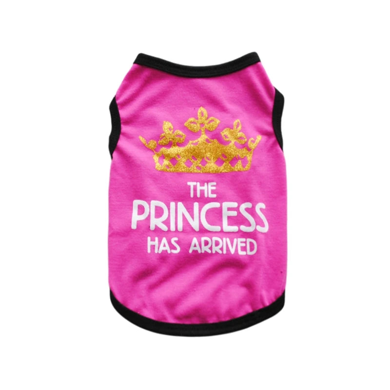 🐾 Royal Pet T-Shirt – Prince & Princess Letter Printed Outfit for Puppies & Kittens