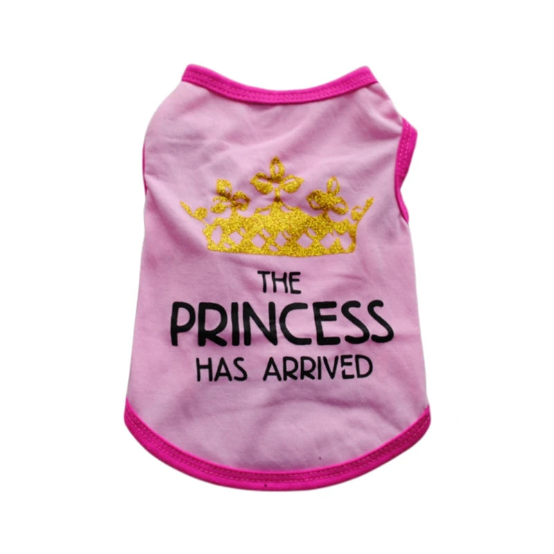 🐾 Royal Pet T-Shirt – Prince & Princess Letter Printed Outfit for Puppies & Kittens