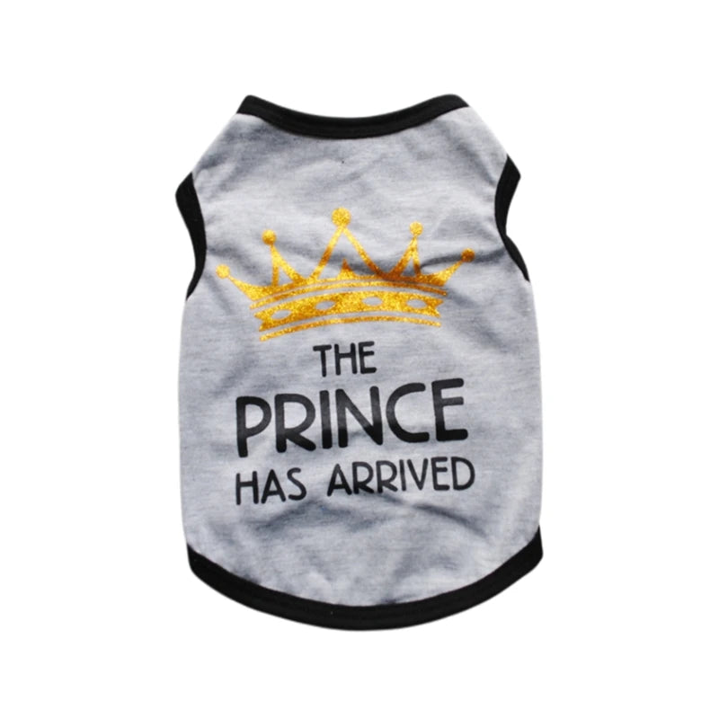 🐾 Royal Pet T-Shirt – Prince & Princess Letter Printed Outfit for Puppies & Kittens