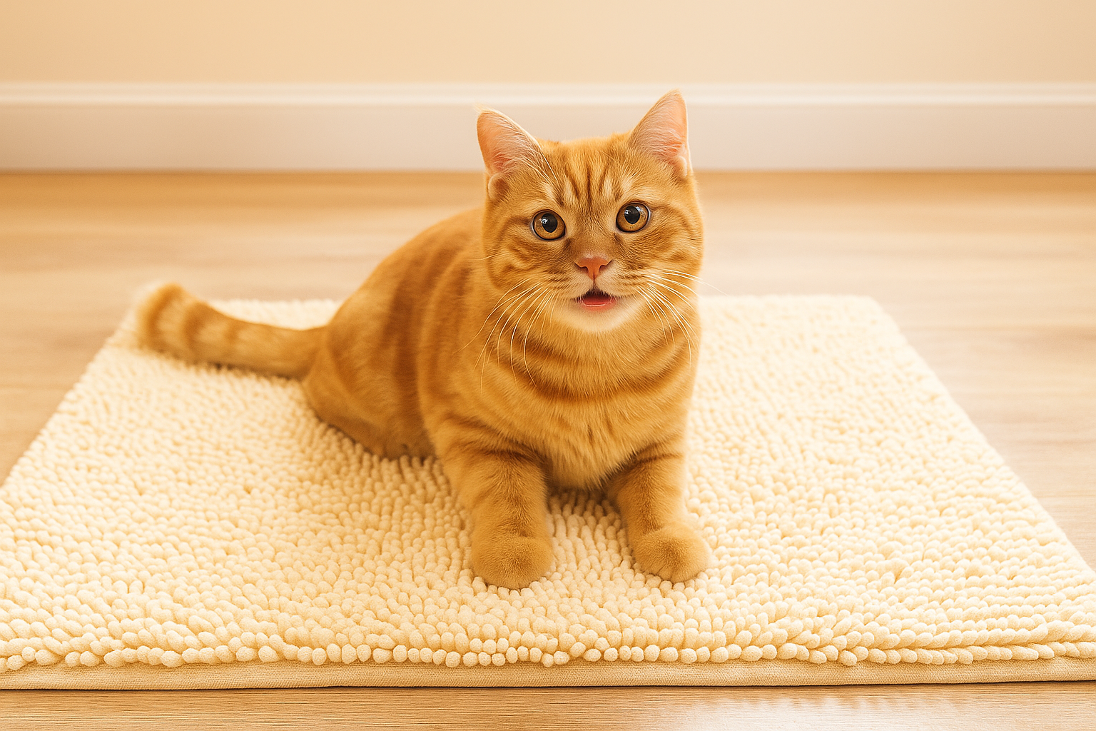 Premium Cat Litter Mat – Waterproof, Super Soft for Kitty’s Paws, Easy to Clean & Machine Washable, Beige