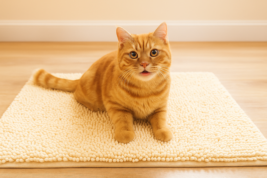 Premium Cat Litter Mat – Waterproof, Super Soft for Kitty’s Paws, Easy to Clean & Machine Washable, Beige