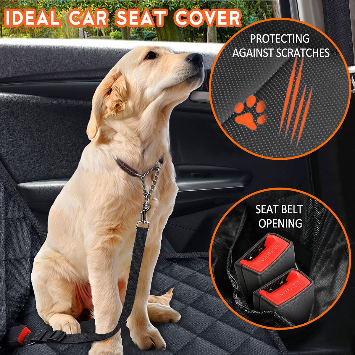 Dog Car Seat Cover for Back Seat – Waterproof, Scratchproof, Non-Slip Protector