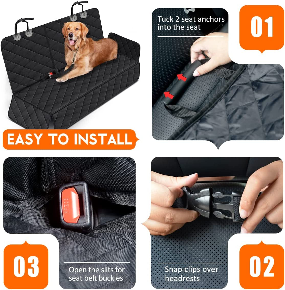 Dog Car Seat Cover for Back Seat – Waterproof, Scratchproof, Non-Slip Protector