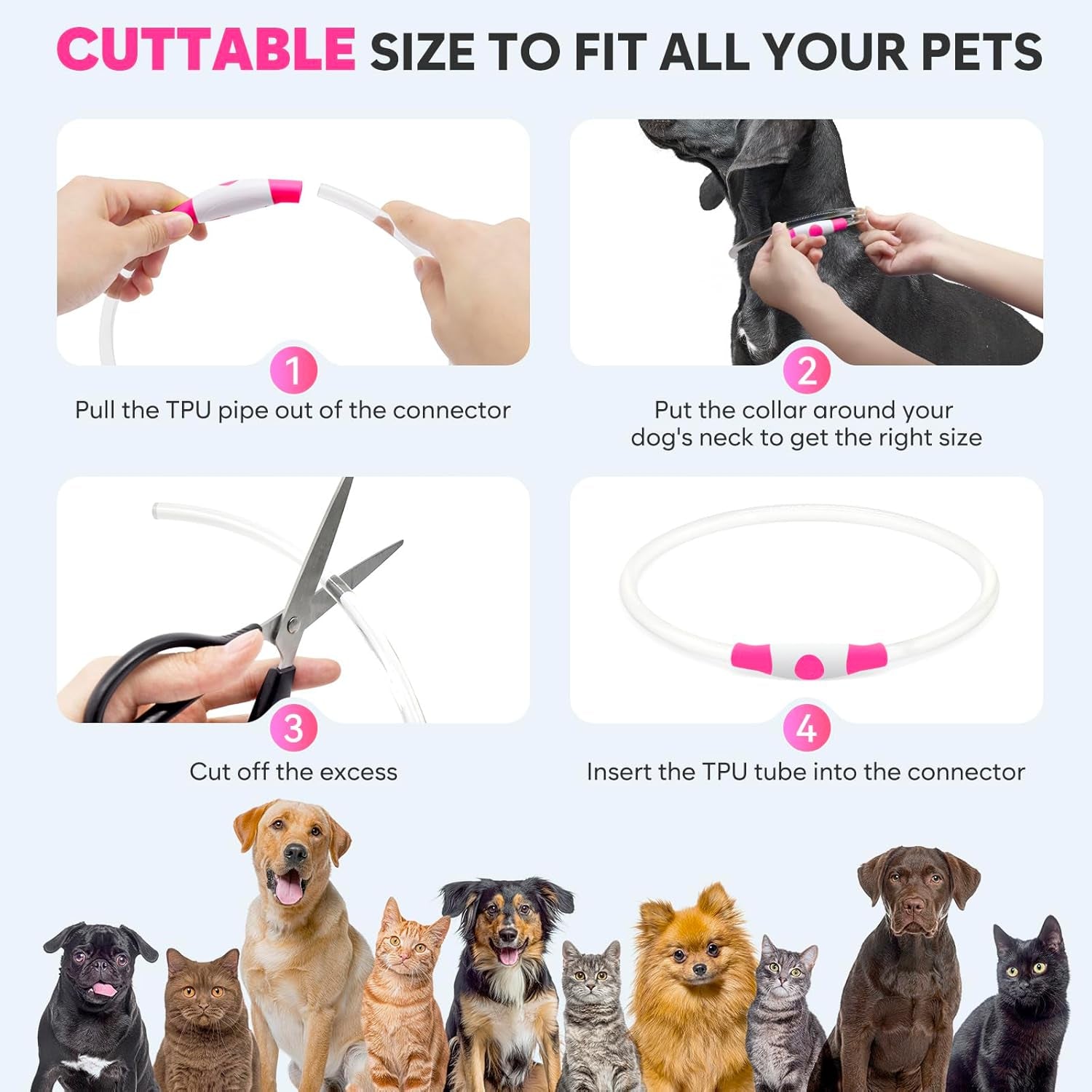 ✨ Light up Dog Collar – Waterproof LED Pet Collar (Pink)